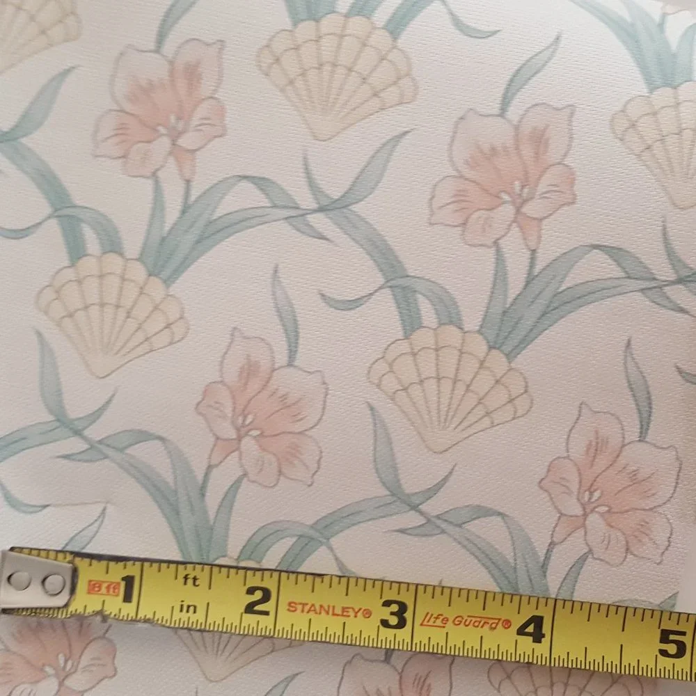 Vintage Vinyl Wallpaper Floral,Seashell/Leaf Teflon Dupont *AS IS*